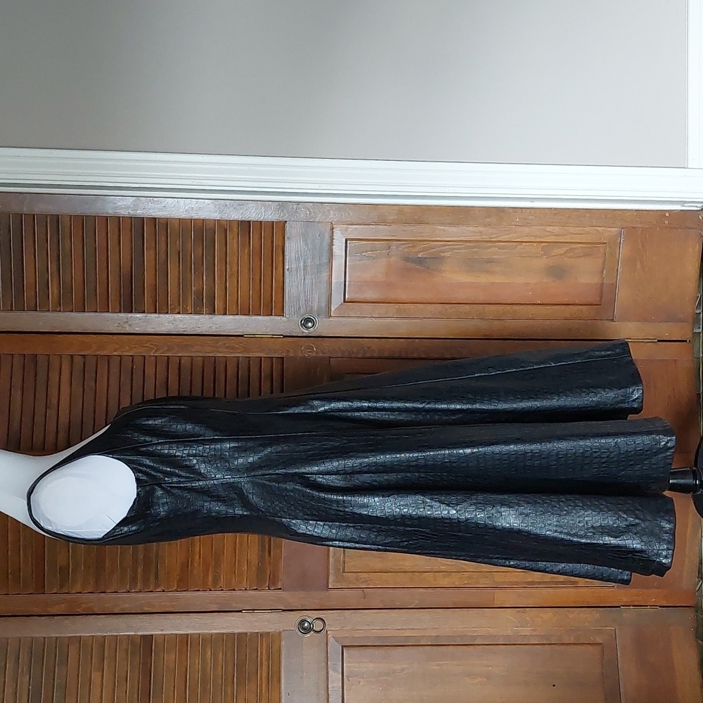 Anthropologie Avec Les Filles Black Faux Leather Midi Dress Sz LP - Picture 6 of 16